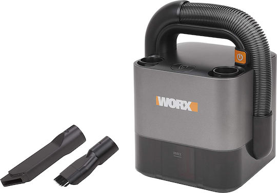 Worx Cube Vac Handstaubsauger für Autos Trockenes Saugen Wiederaufladbar 12V mit Batterie und Ladegerät Black, Grey