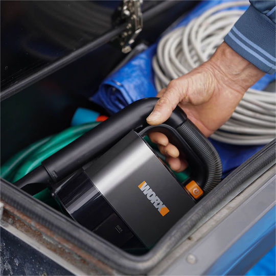 Worx Cube Vac Handstaubsauger für Autos Trockenes Saugen Wiederaufladbar 12V mit Batterie und Ladegerät Black, Grey