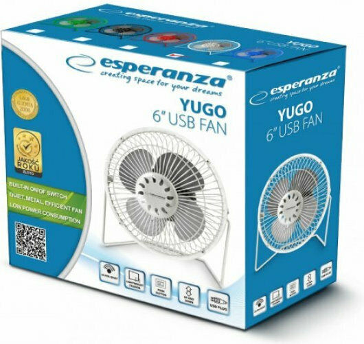 Esperanza USB Office/Home Rotating Fan White Yugo White EA149W