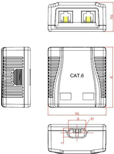 Cablexpert CAT5E UTP 2-Port sUrface Mount Box