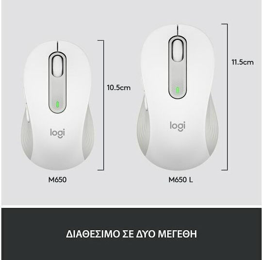 Logitech Signature M650 L Ασύρματο Bluetooth Ποντίκι Off-White