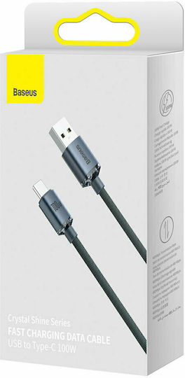 Baseus Kristall Glanz Geflochtenes USB Typ-C Kabel USB 2.0 männlich - USB-A 100W PD Schwarz 2m CAJY000501