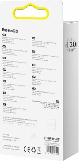 Baseus Kristall Glanz Geflochtenes USB Typ-C Kabel USB 2.0 männlich - USB-A 100W PD Schwarz 2m CAJY000501