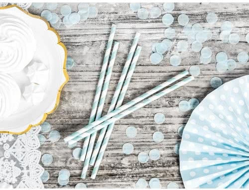PartyDeco SPP1-001J Καλαμάκια Χάρτινα Μπλε Paper Straws Μπλε, 19.5cm 10τμχ