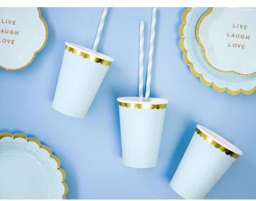 PartyDeco SPP1-001J Καλαμάκια Χάρτινα Μπλε Paper Straws Μπλε, 19.5cm 10τμχ