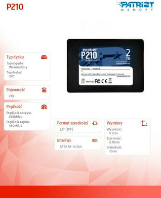 Patriot P210 SSD 2TB 2.5'' SATA III