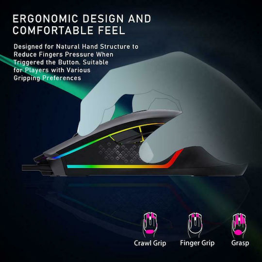 Aula F805 RGB Gaming Ποντίκι 6400 DPI Μαύρο