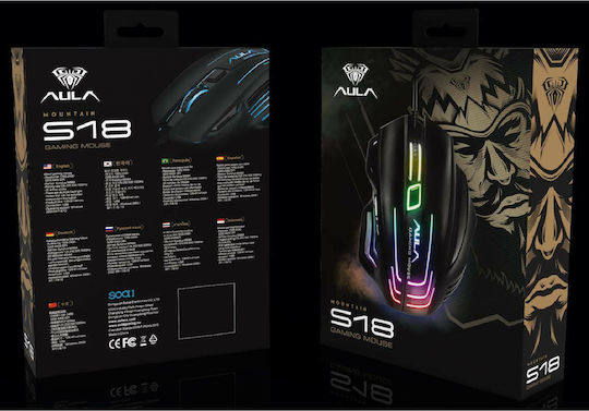 Aula Mountain S18 RGB Gaming Ποντίκι 6400 DPI Μαύρο