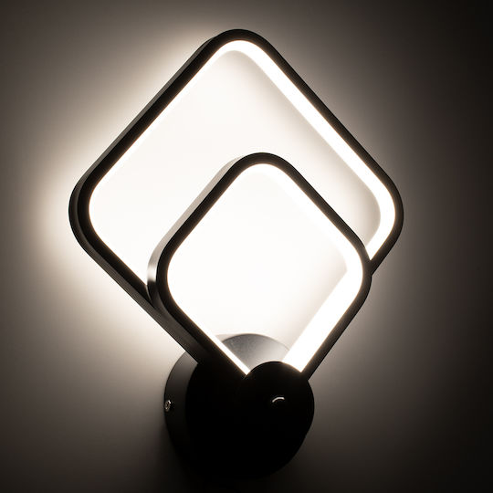 GloboStar Anna Modern Lumină de Perete cu LED Integrat și Lumină Alb Reglabil Negru 25x30cm