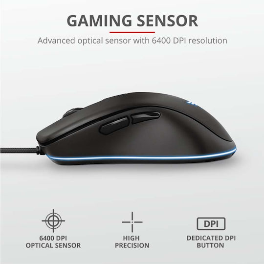 Trust GXT 930 RGB Gaming Gaming Maus 6400 DPI Schwarz