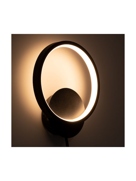 GloboStar Ted Modern Lamp Wall with Integrated LED and Adjustable White Light Black 20x23cm