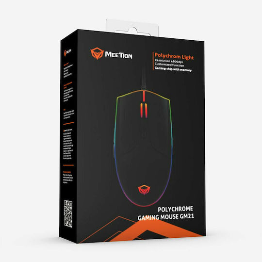 Meetion GM21 RGB Gaming Ποντίκι 4800 DPI Μαύρο