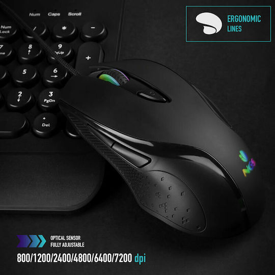 NGS GMX-125 RGB Gaming Gaming Maus 7200 DPI Schwarz