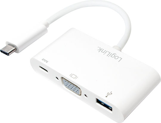 LogiLink Μετατροπέας USB-C male σε USB-A / USB-C / VGA female Λευκό 1τμχ UA0260