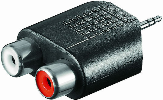 Конвертор 3.5mm мъжки към RCA 2x женски Черен 1бр