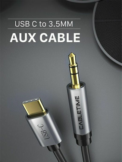 Cabletime C160 USB 2.0 Cable USB Type-C Male 3.5mm Black 1.8m
