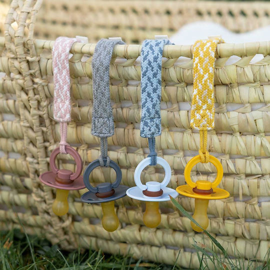 Bibs Pacifier Ribbon Paci Braid from Fabric Cloud/Iron Gray