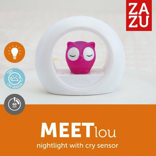 Zazu Φωτάκι Νυκτός Lou η Κουκουβάγια Μπαταρίας Ροζ με Αισθητήρα