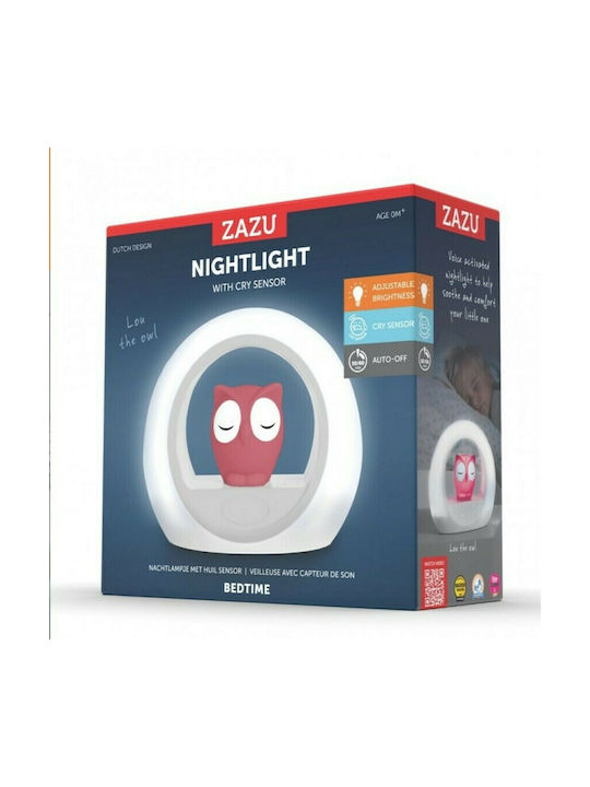 Zazu Night Light Lou The Owl Battery Pink With Sensor