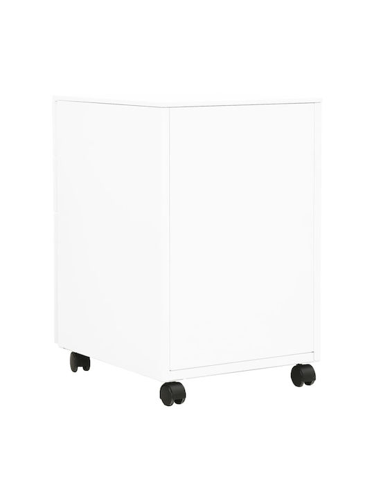 Schublade Büro mit Rollen & Schloss White 39x45x60cm