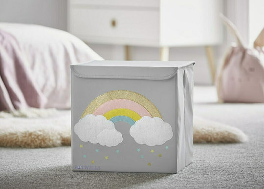 Potwells Детска кутия за съхранение сгъваема Clouds Сив 33x32x32см 1бр