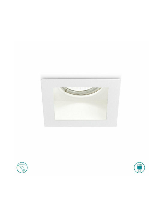Gea Luce Lena Square Metallic Recessed Spot with Socket GU10 White 8x8cm. 1pcs Gea Luce Lena Square Metallic Recessed Spot with Socket GU10 White 8x8cm. 1pcs