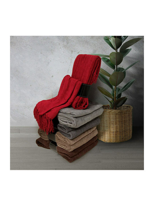 TnS Three-Seater Sofa Throw Chenille 180x280cm Dark Brown