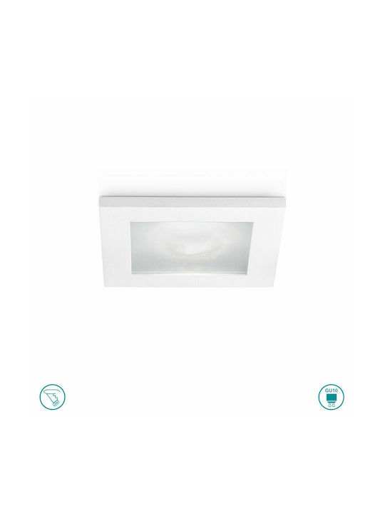 Gea Luce Nova Square Metallic Recessed Spot with Socket GU10 White 9x9cm. 1pcs Gea Luce Nova Square Metallic Recessed Spot with Socket GU10 White 9x9cm. 1pcs