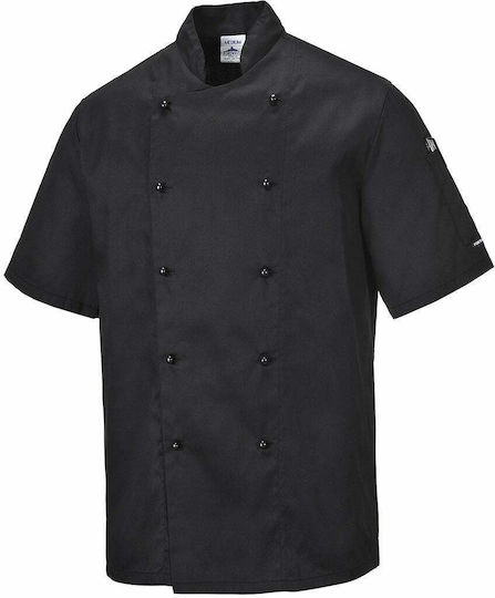 Portwest Chef Jacket Unisex Black with Short Sleeve