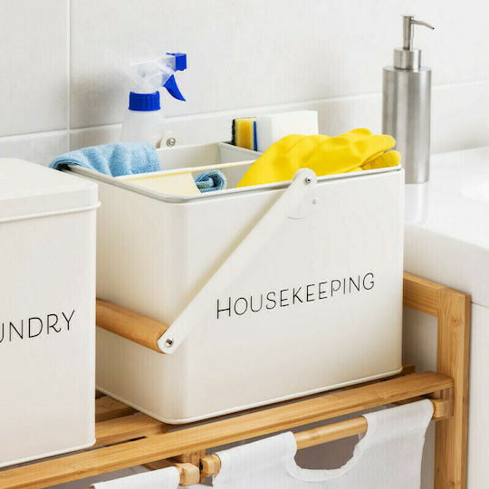 Navaris Cleaning Caddy Μεταλλικό Κουτί Αποθήκευσης Cream