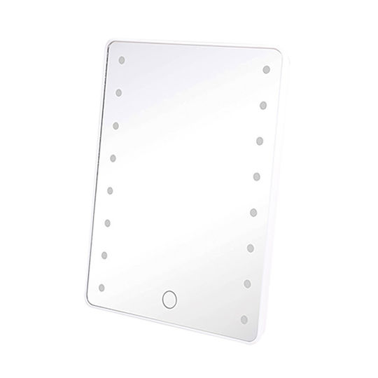 Gem Makeup Mirror Tabletop with Light 16.5x21.3cm White