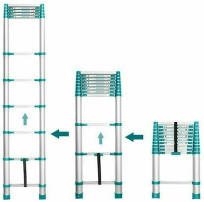 Total Teleskopische Leiter Aluminium 10 Stufen mit maximaler Höhe 3.18m THLAD08101