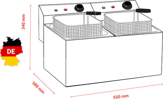 Bartscher Elektrische Fritteuse Doppel 6.5kW Kapazität 2x8lt 55x58x34cm Snack IV
