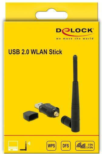 DeLock 12462 Αντάπτορας Δικτύου USB με Ασύρματη Σύνδεση Wi-Fi 433Mbps και Αποσπώμενη Κεραία