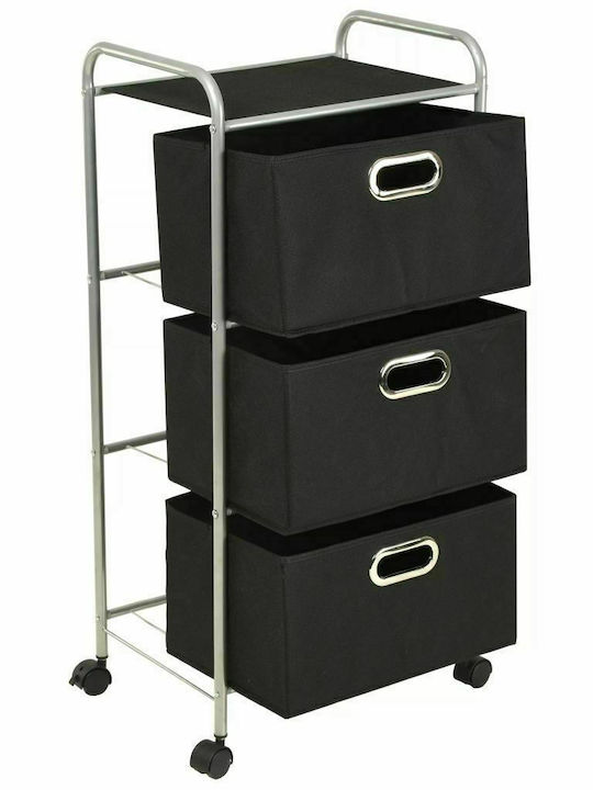 vidaXL Metallische Aufbewahrungsbox mit Rädern Schwarz 41,5x31x89,5cm