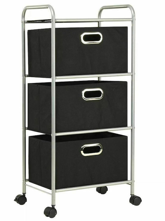 vidaXL Metallische Aufbewahrungsbox mit Rädern Schwarz 41,5x31x89,5cm