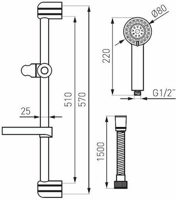 Karag Ego Ferro Handbrause mit Telefon und Spirale