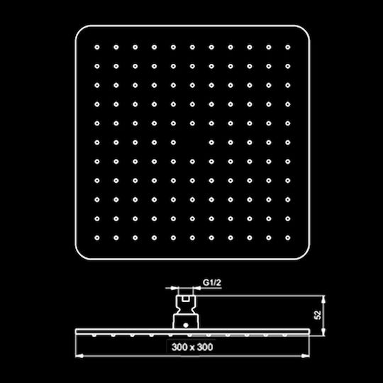 Ideal Standard Idealrain Cube Τετράγωνη Κεφαλή Ντουζ 30x30cm
