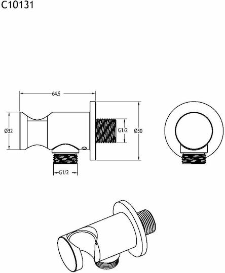 La Torre Round Τηλέφωνο Ντουζ με Σπιράλ Inox