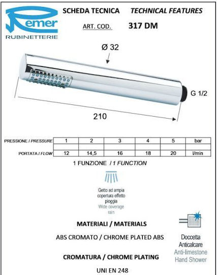 Ideamix Remer Linea RR 317 DM Τηλέφωνο Ντουζ