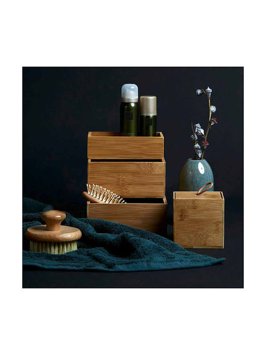 Wenko Terra Bamboo Cotton/Swabs Case Countertop Brown