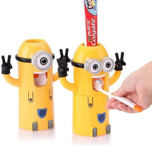Minions Automatischer Zahnpastaspender Zahnbürstenhalterung mit automatischem Zahnpasta-Spender Tapete Kunststoff Gelb