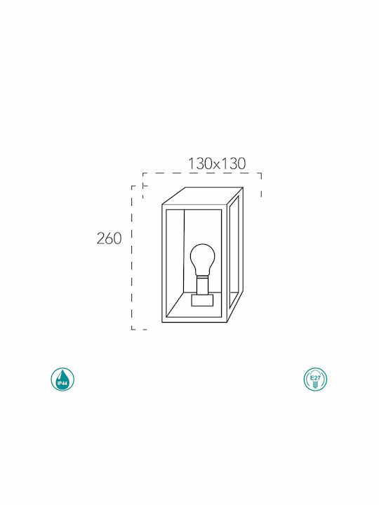 Fan Europe Wandmontierte Außen-Deckenleuchte E27 IP44 13x13x26εκ.