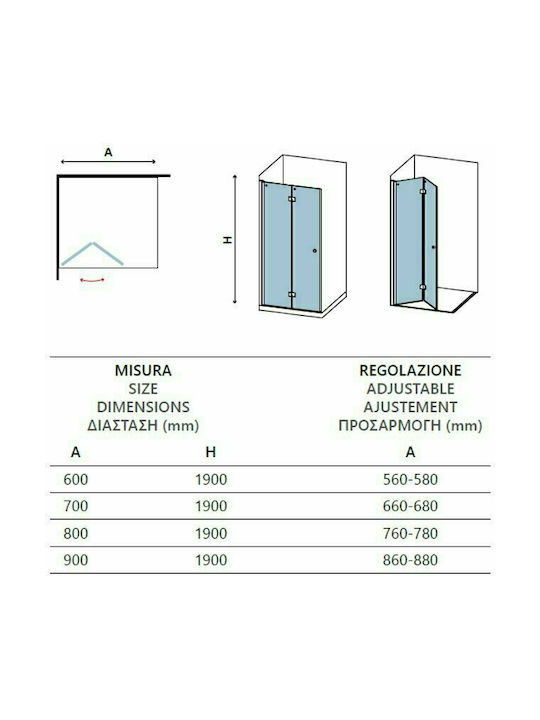Karag S 7 Διαχωριστικό Ντουζιέρας με Πτυσσόμενη Πόρτα 60x190cm Clear Glass