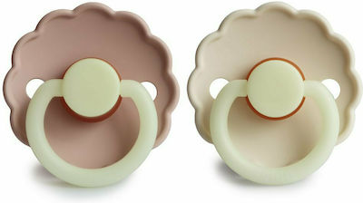 Frigg Pacifiers Rubber Daisy Blush Night Cream Night with Case for 0-6 months 2pcs