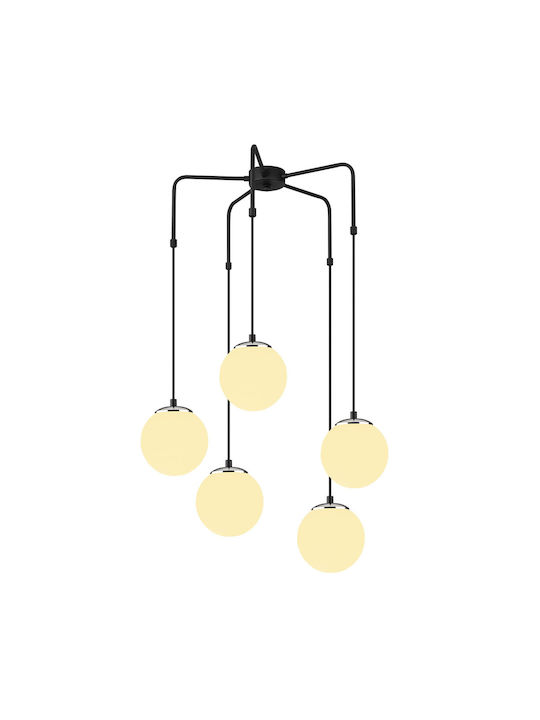 Grape Pendant Chandelier for 5 Bulbs E27 Black