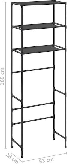vidaXL Floor Bathroom Shelf Metallic with 3 Shelves 53x28x169cm Black Black