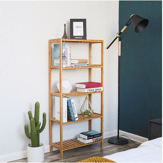 Songmics Boden Badezimmerregal Bamboo mit 4 Regalen 60x26x130cm Braun