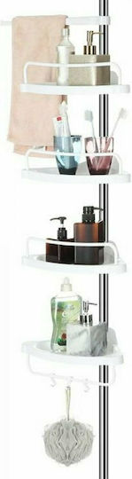 Songmics Colțar Rafturi de baie Raft Baie Metal cu 4 Rafturi 34x24.5x300cm Albă