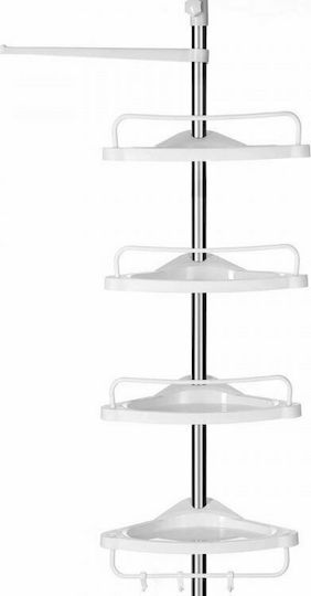 Songmics Colțar Rafturi de baie Raft Baie Metal cu 4 Rafturi 34x24.5x300cm Albă
